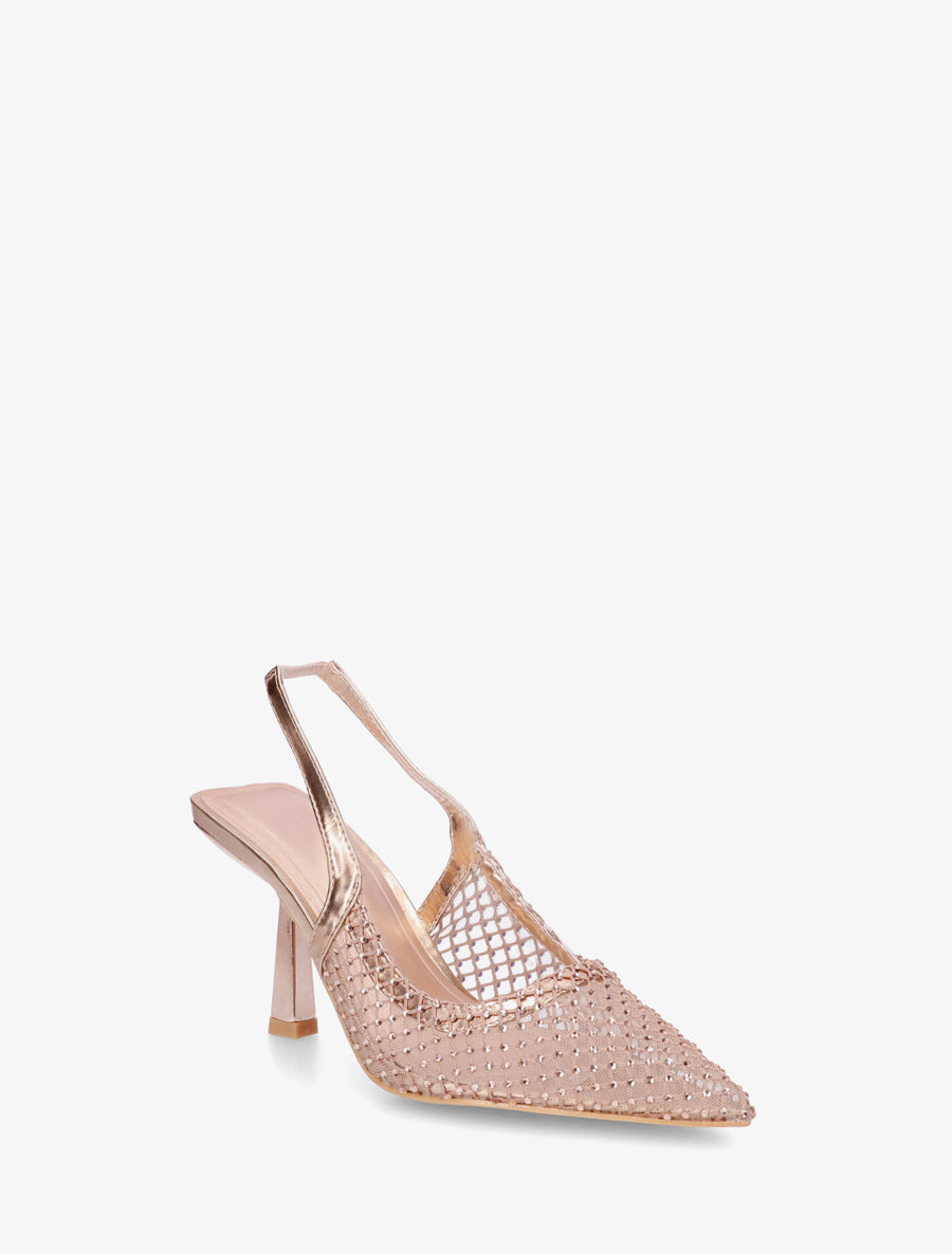 Escarpins pointu à strass - Rose gold - 2