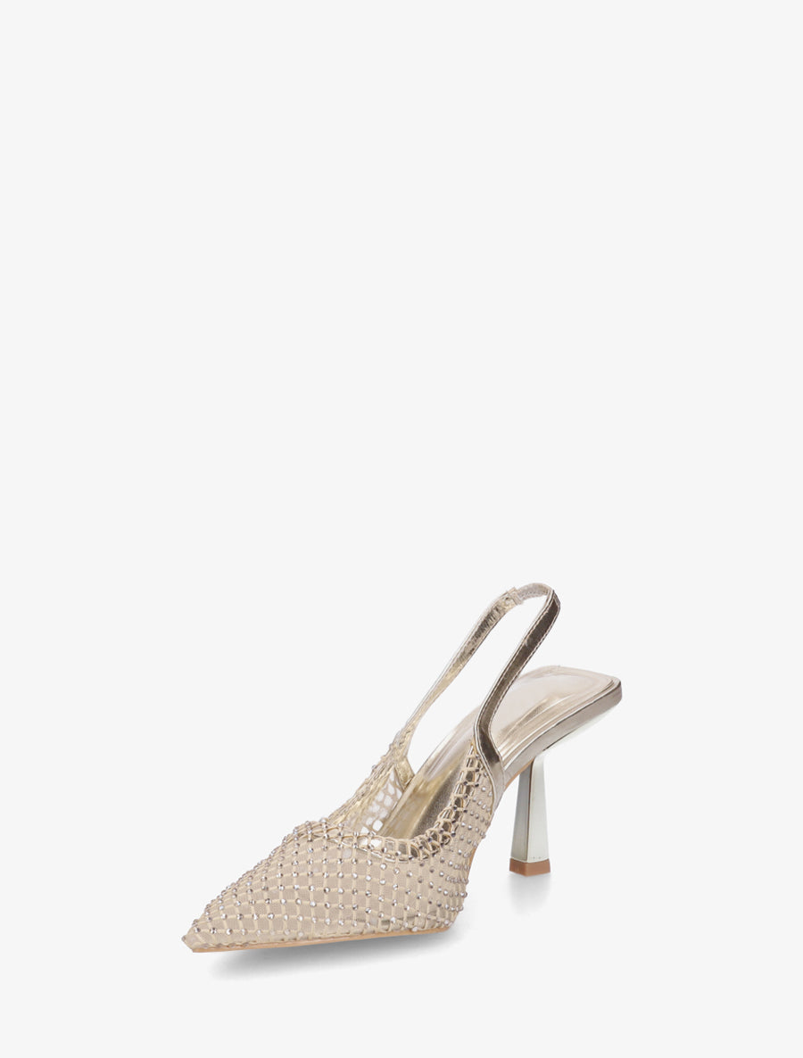 Escarpins pointu à strass - Beige - 3