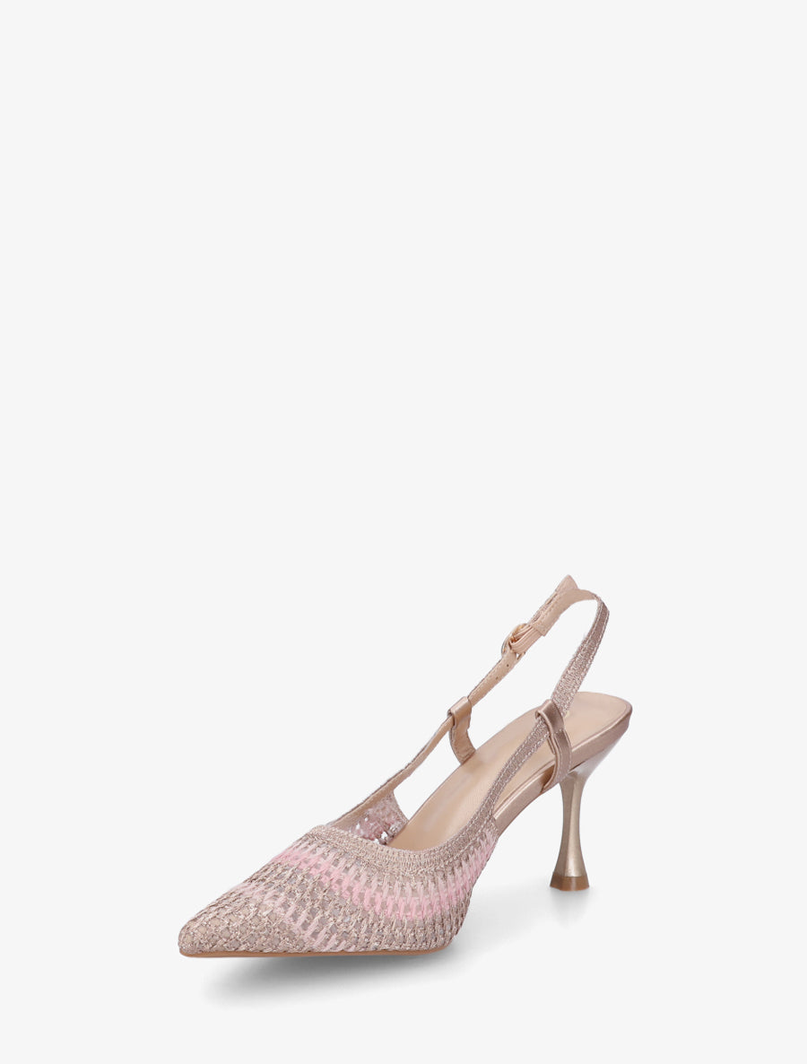 Escarpins pointus en tissu ajouré - Rose gold - 3
