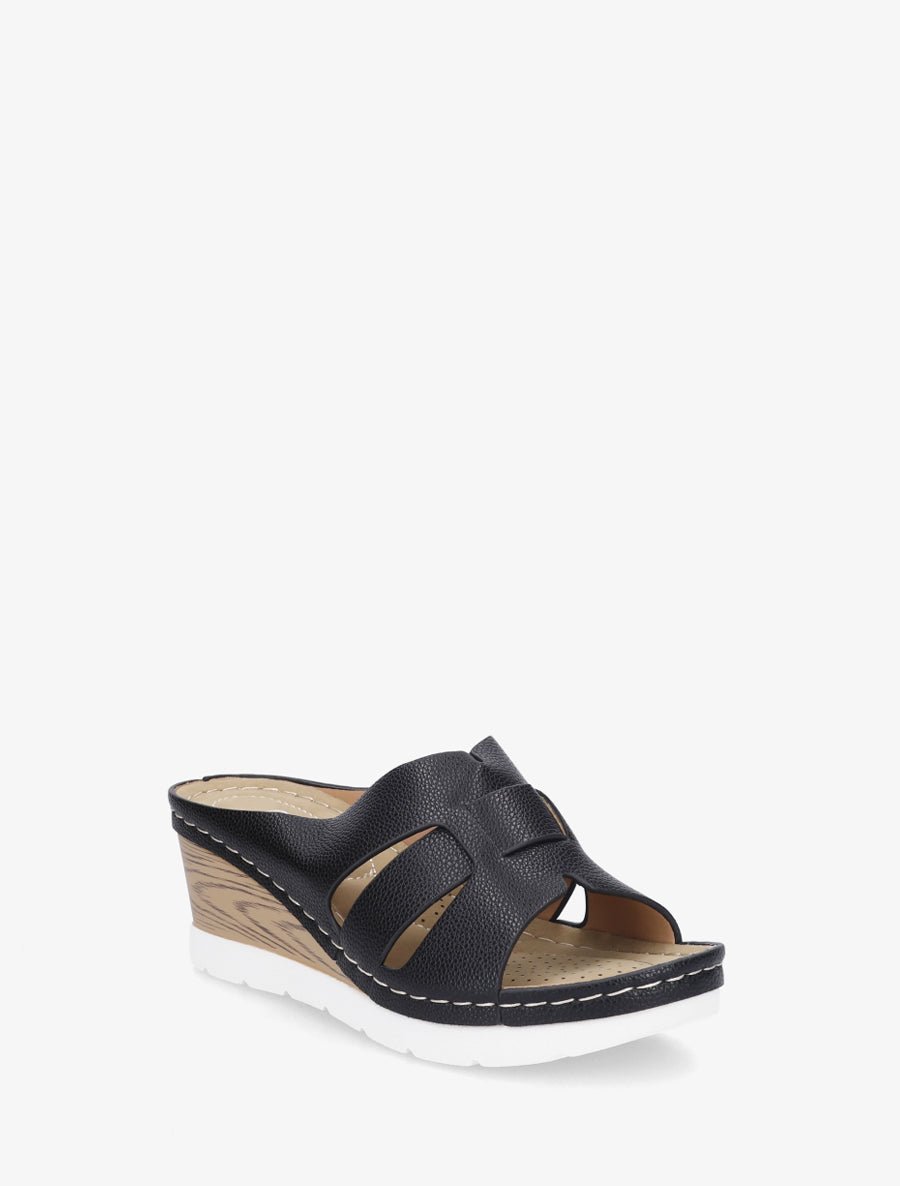 Mules à semelle effet bois - Noir - 2