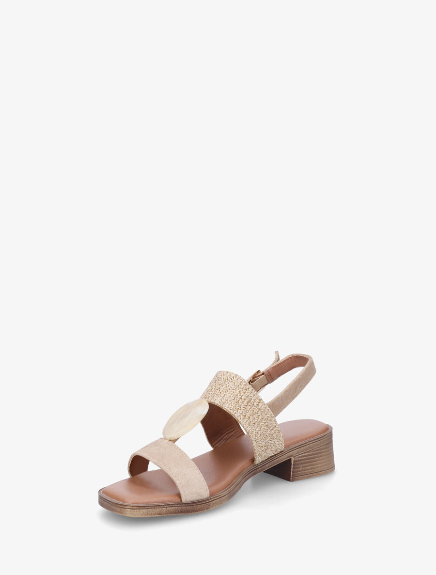 Sandales à empiècement bijou style pierre - Beige - 3