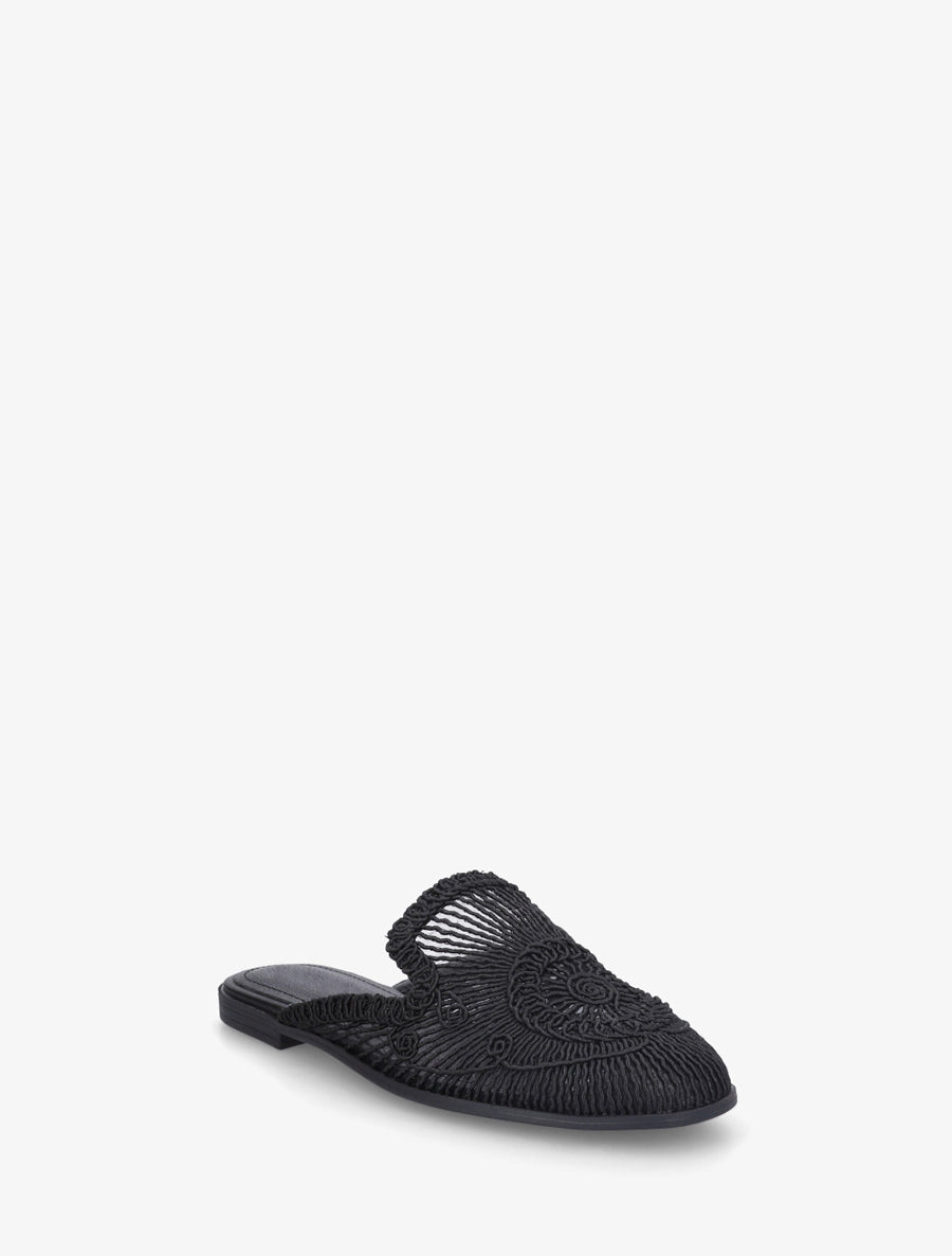 Claquettes plates style cordelettes - Noir - 2