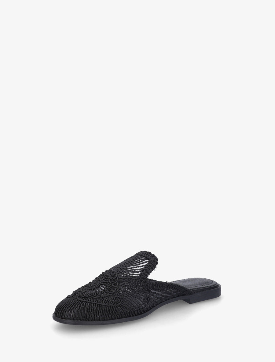 Claquettes plates style cordelettes - Noir - 3