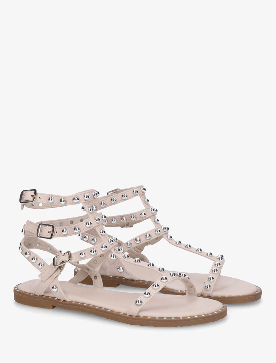 Spartiates montantes à clous - Beige - 4