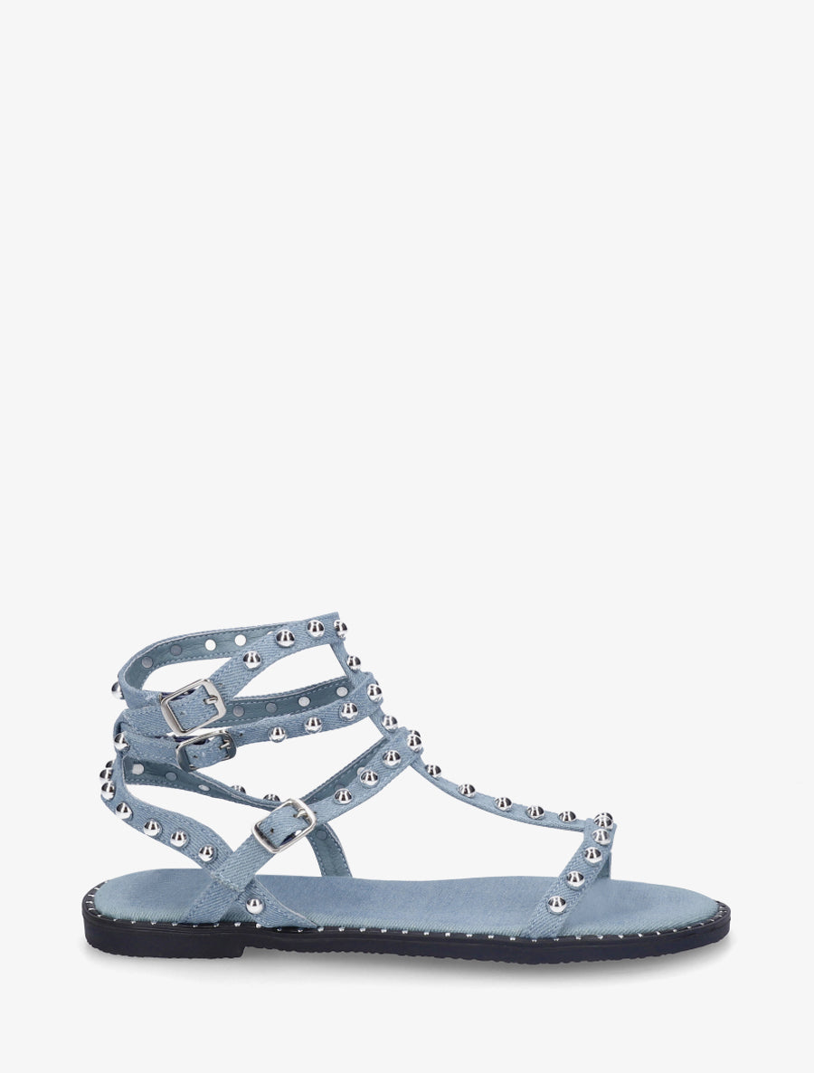 Spartiates montantes à clous - Bleu denim - 1