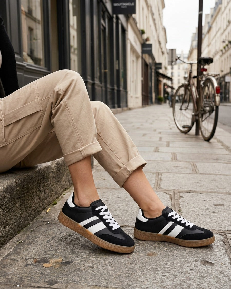 Sneakers à bandes contrastantes - Noir