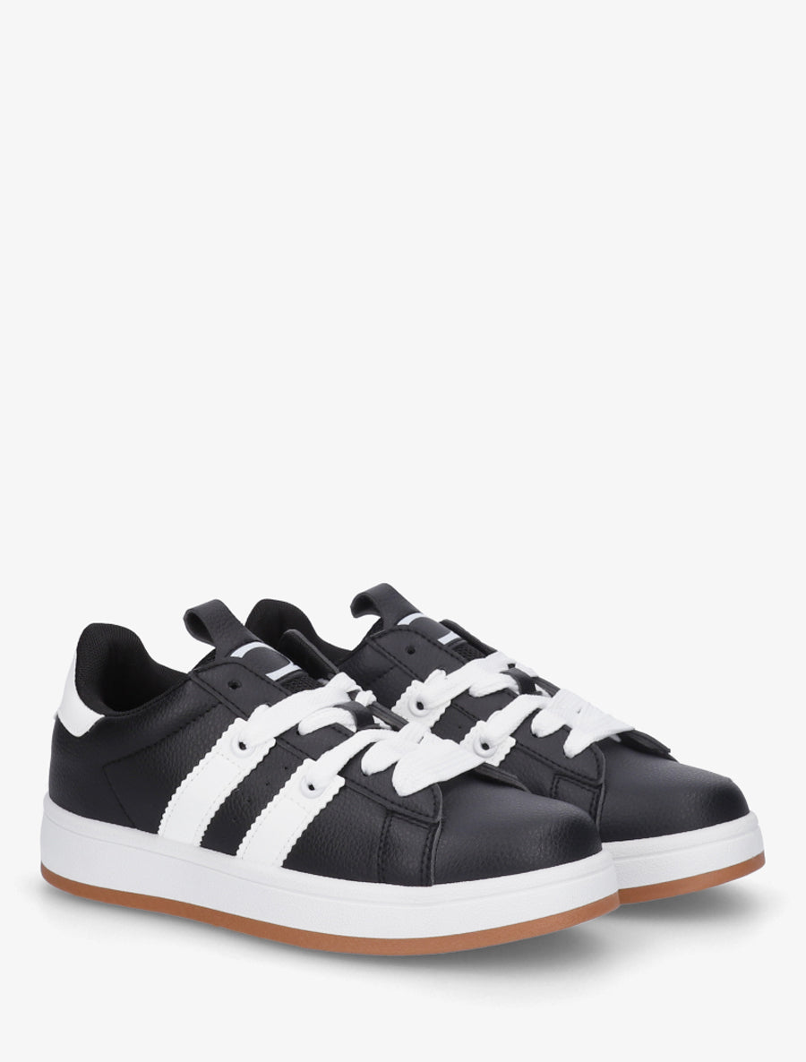 Sneakers unies à bandes contrastantes - Noir - 4