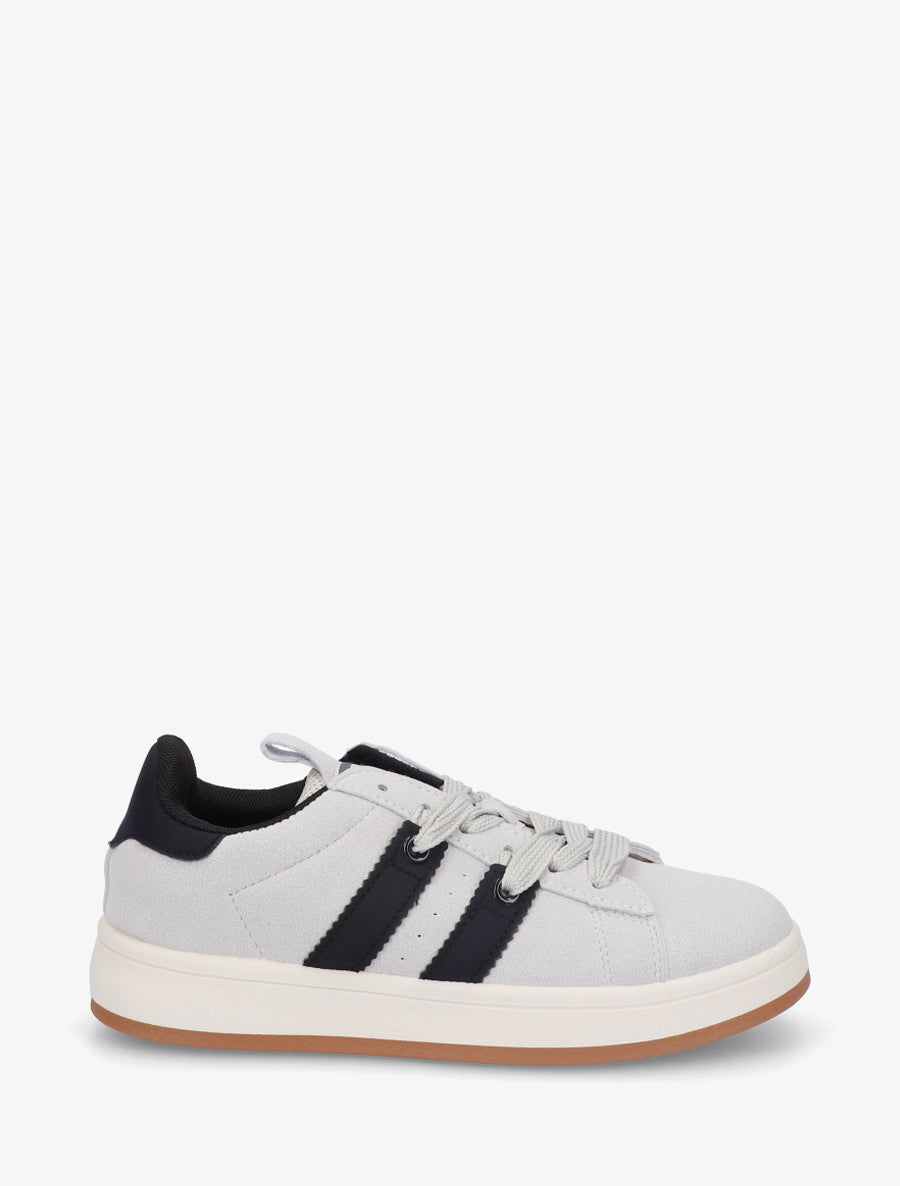 Sneakers unies à bandes contrastantes - Gris - 1