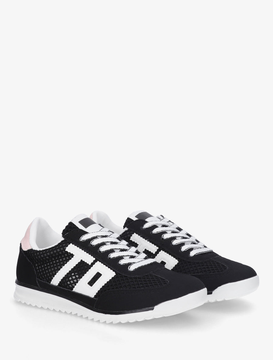 Sneakers bimatière floquées - Noir - 4