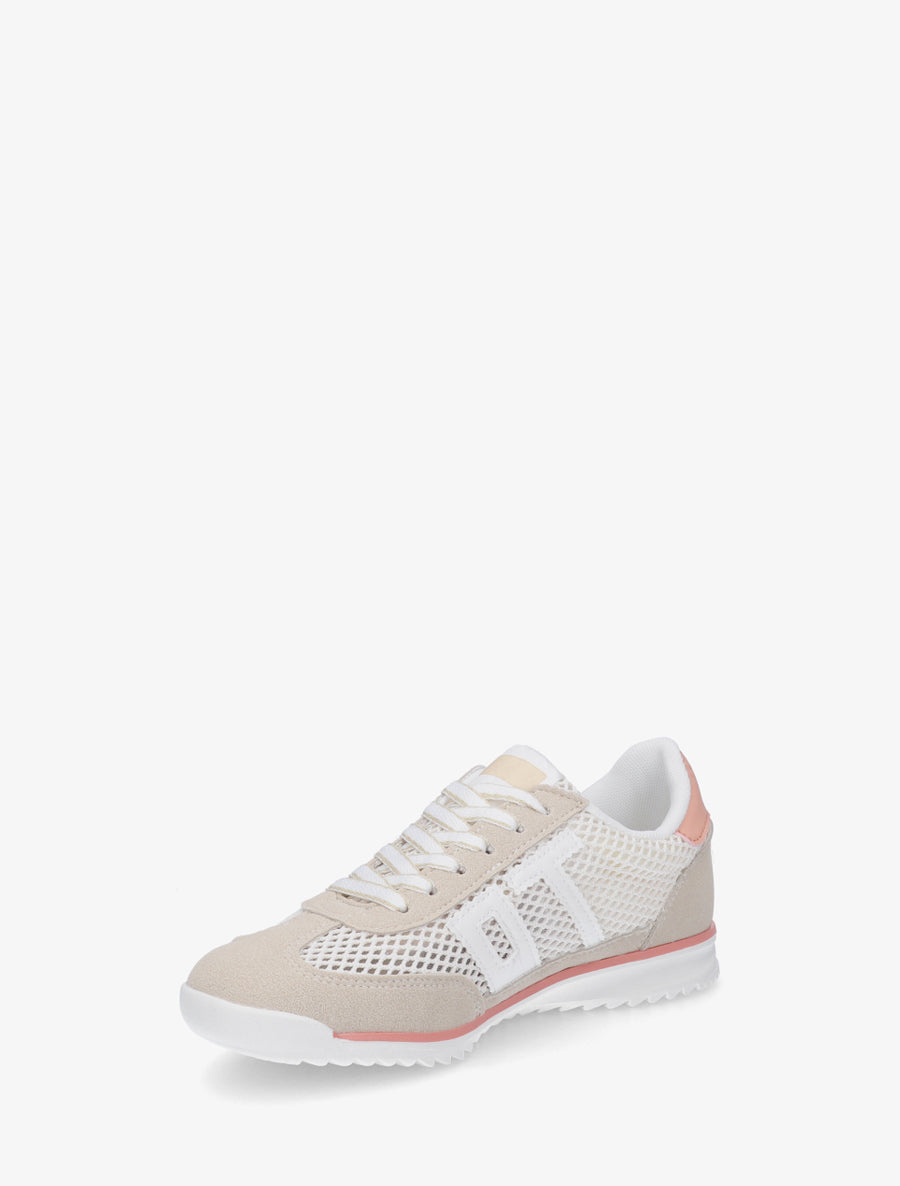 Sneakers bimatière floquées - Beige - 3