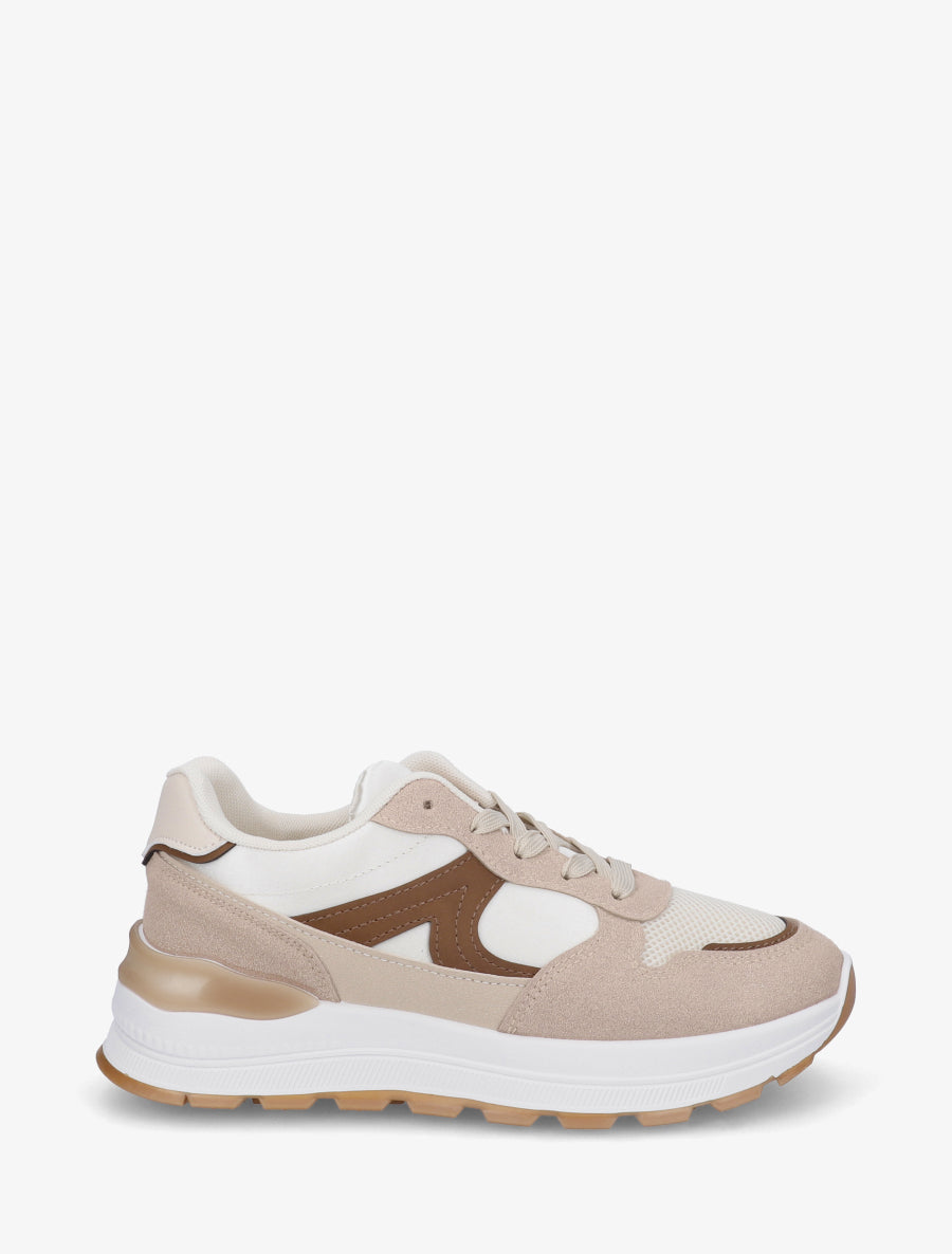 Sneakers en simili stylisés - Beige - 1