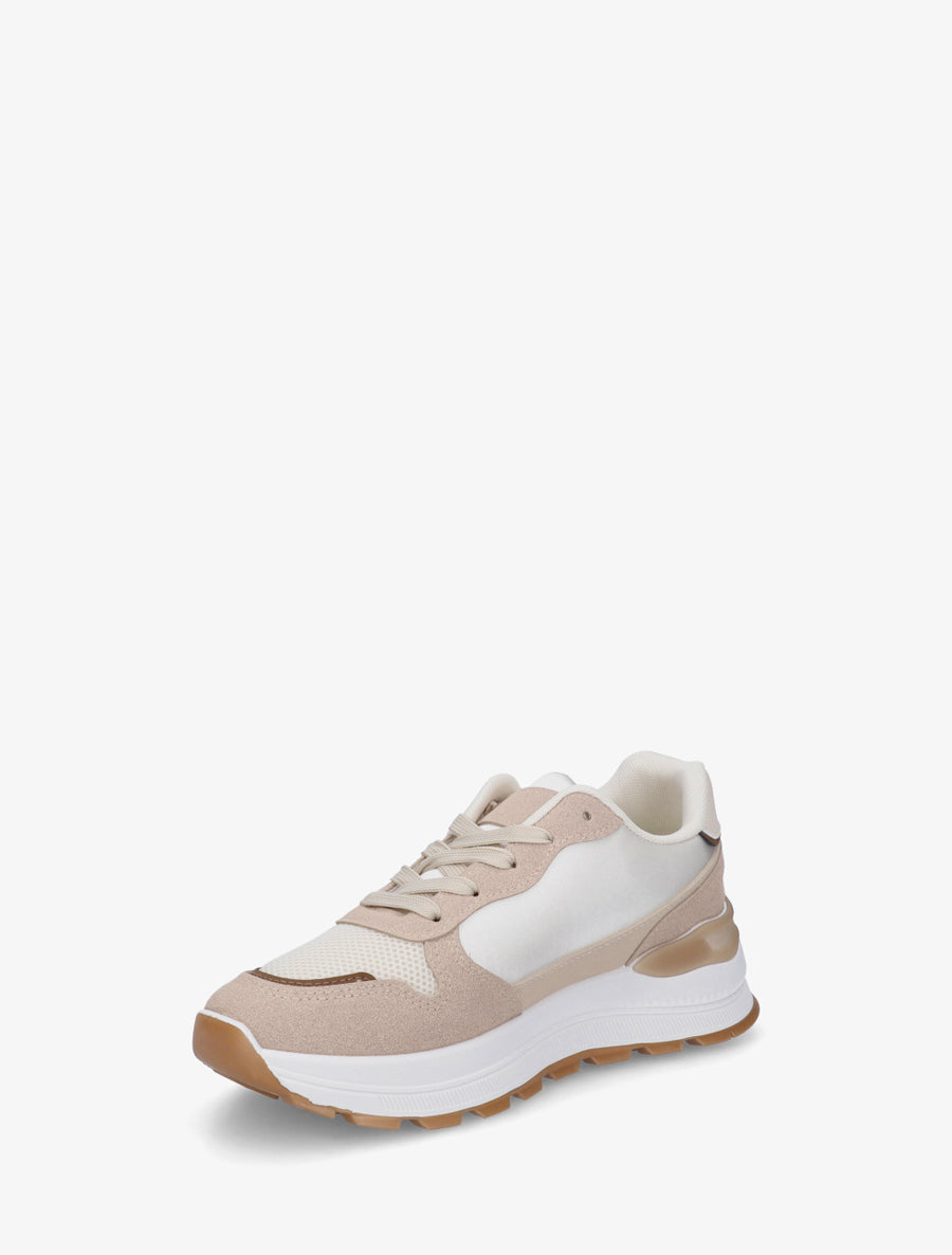 Sneakers en simili stylisés - Beige - 3