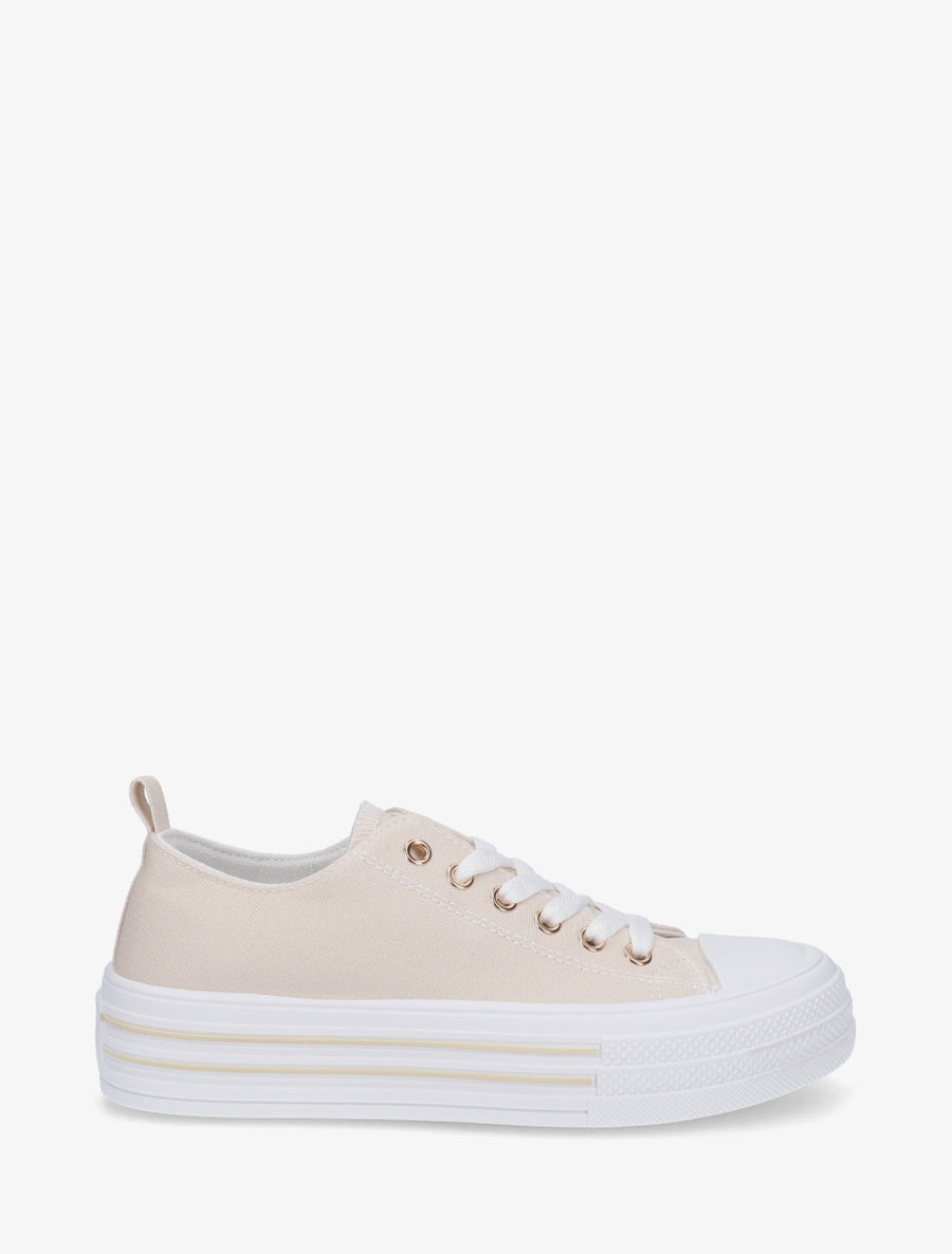 Tennis en toile à bout rond - Beige - 1