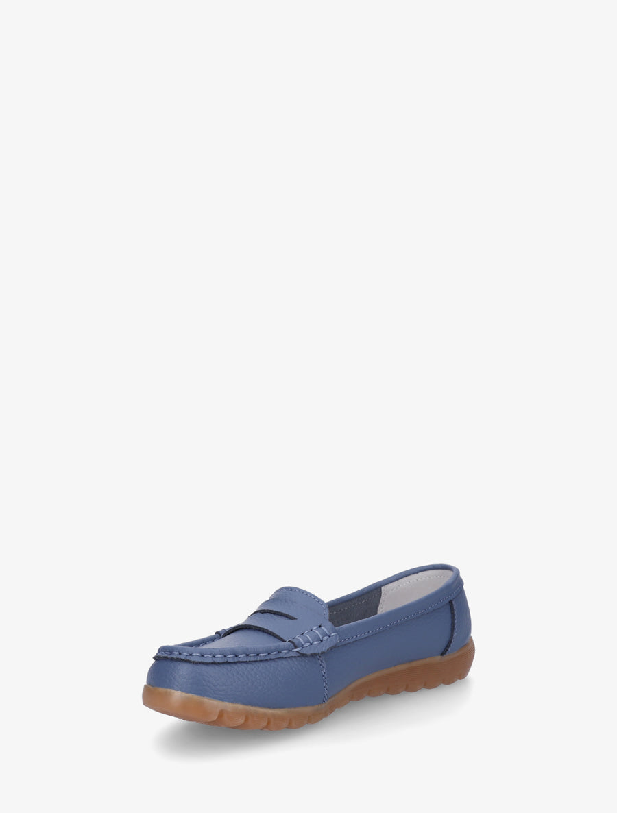 Mocassins en simili effet grainé - Bleu foncé - 3