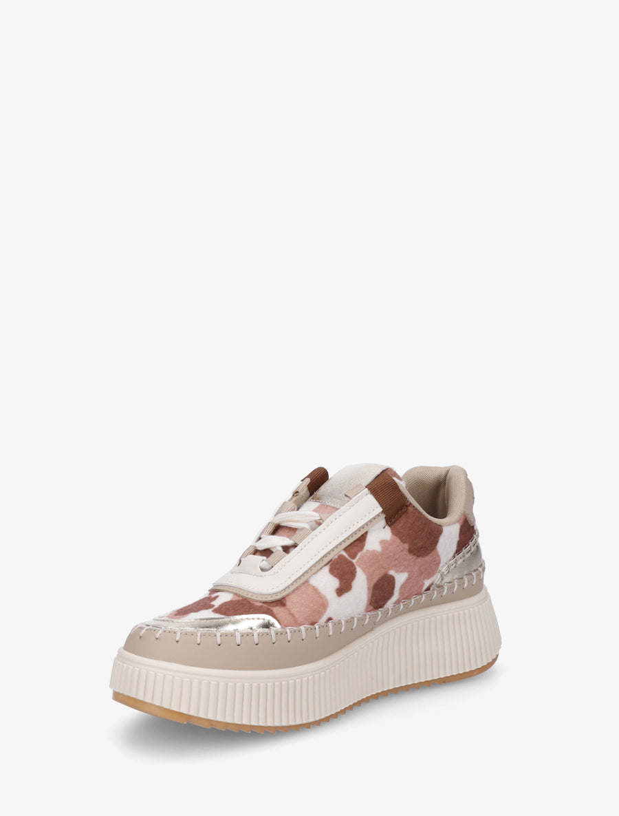 Sneakers imprimés à semelle plateforme - Rose/marron - 3