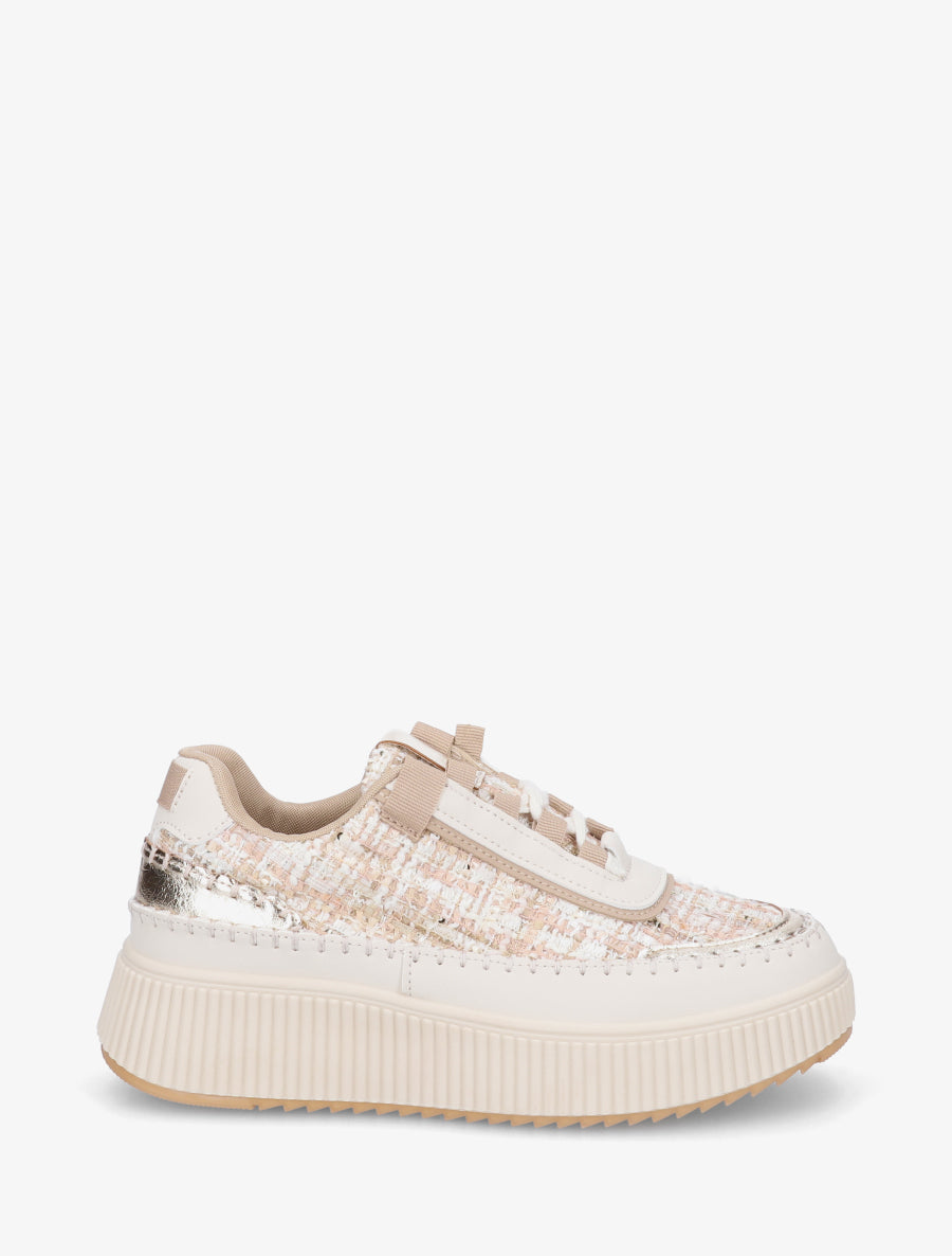 Sneakers imprimés à semelle plateforme - Beige - 1