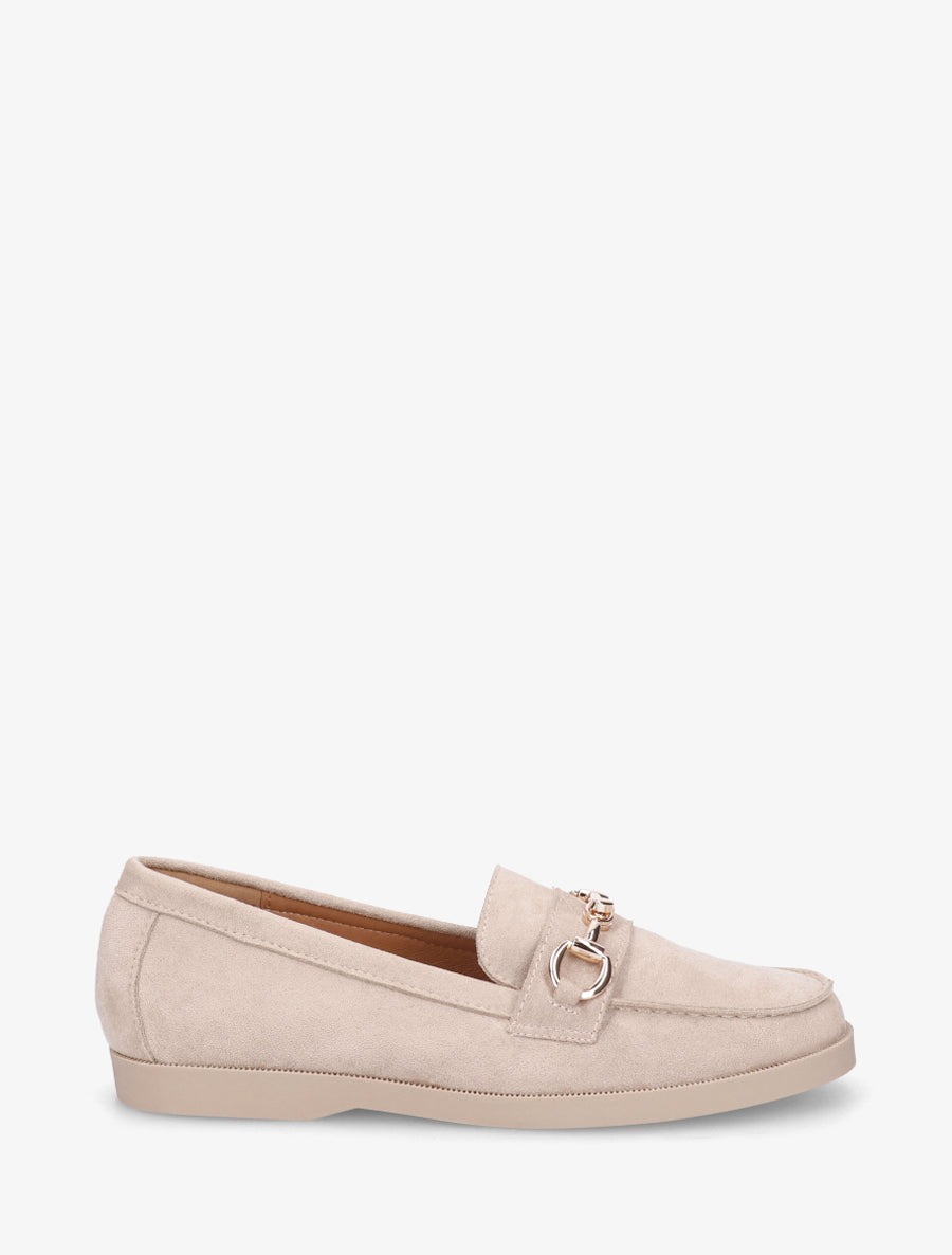 Mocassins en suédine à boucle métallique - Beige - 1