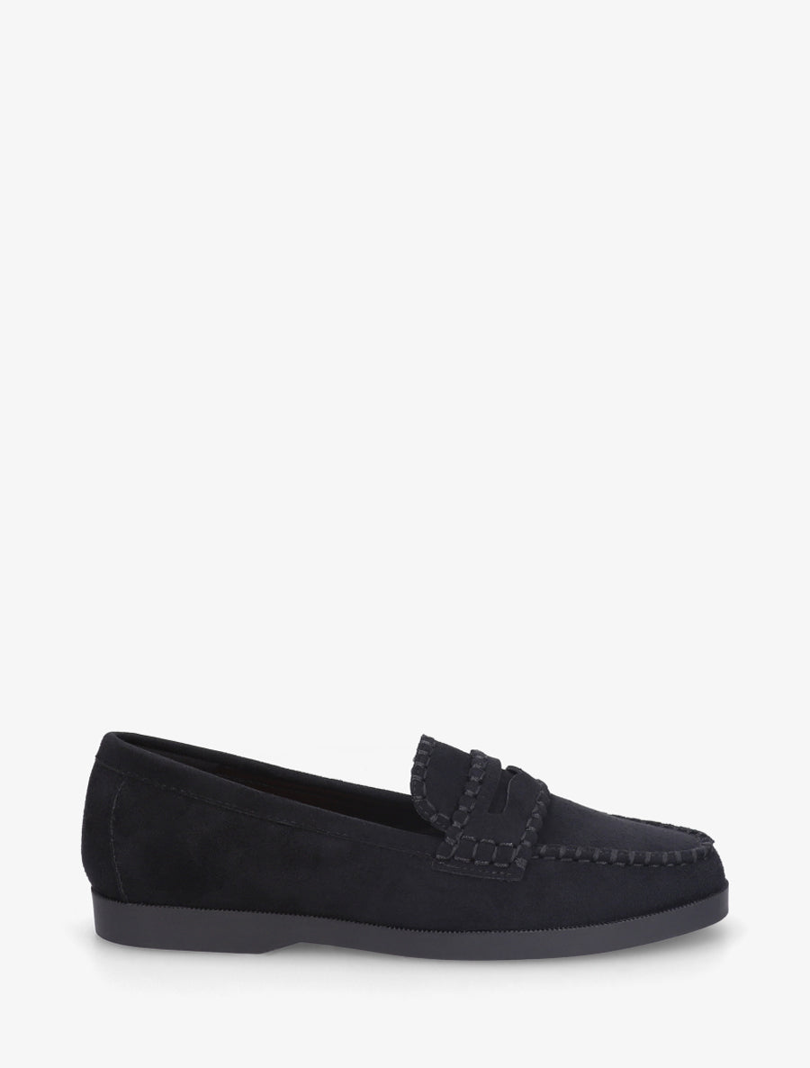 Mocassins en suédine à surpiqûres - Noir - 1