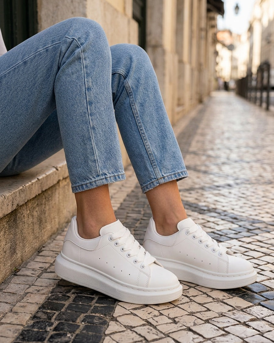 Baskets casual en simili - Blanc