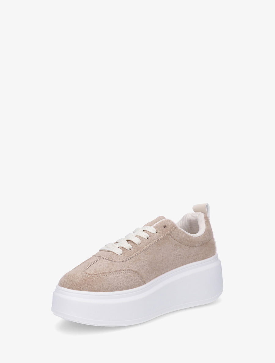 Baskets effet nubuck à bandes - Taupe - 3