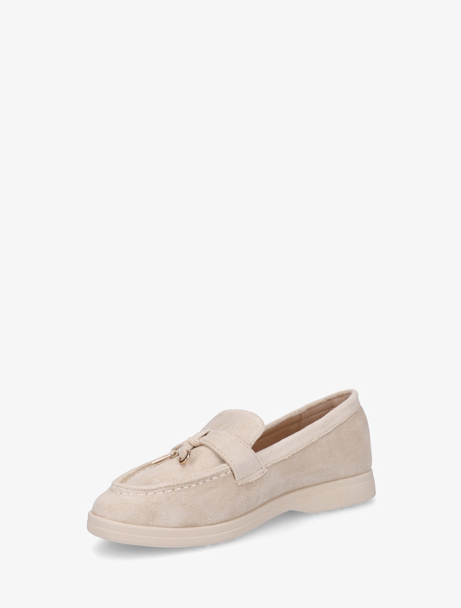 Mocassins en suédine à boucle décorative - Beige - 3
