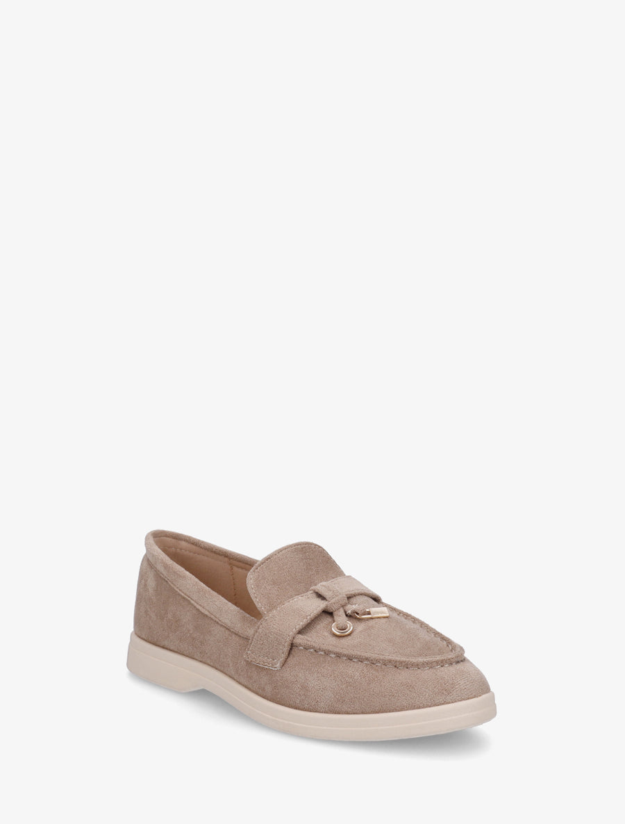 Mocassins en suédine à boucle décorative - Taupe - 2