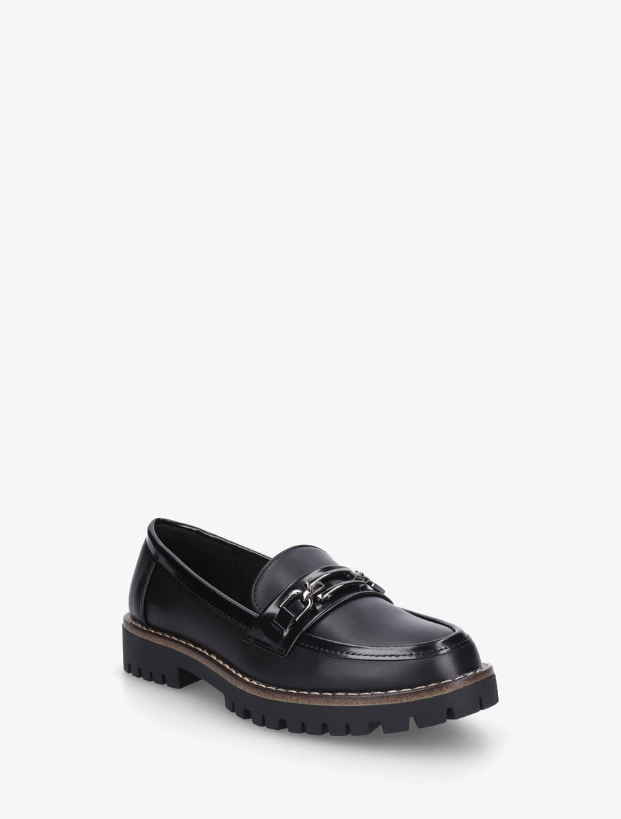 Mocassins en simili à boucle métallique - Noir - 2
