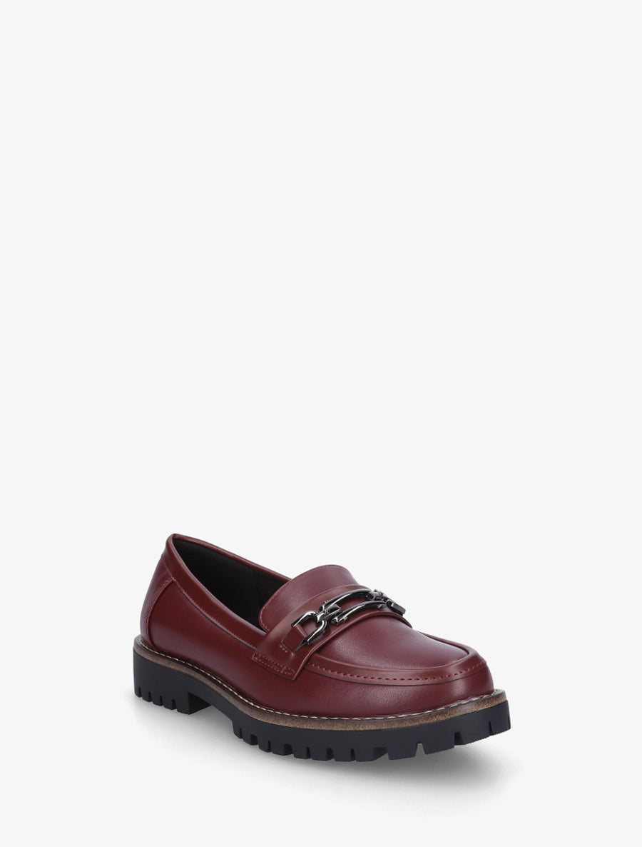 Mocassins en simili à boucle métallique - Bordeaux - 2