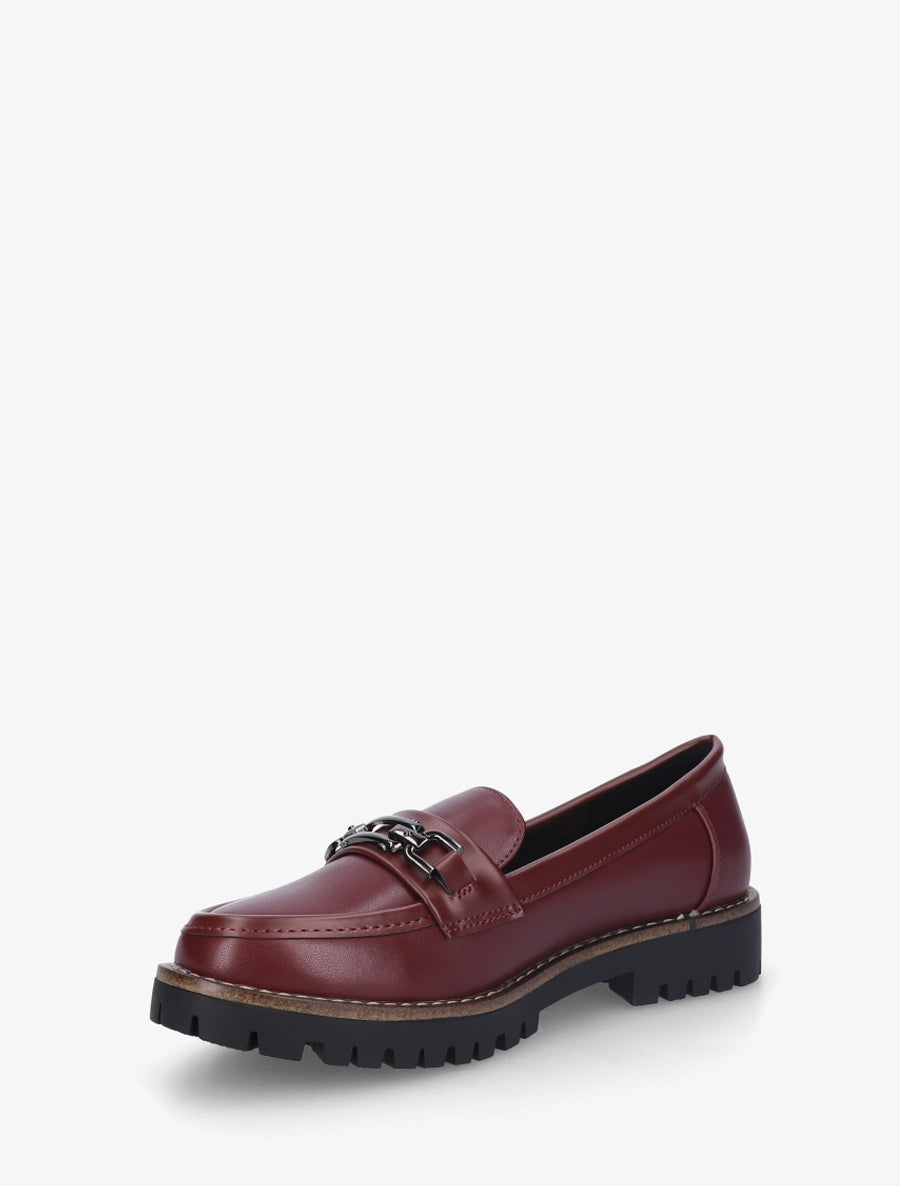 Mocassins en simili à boucle métallique - Bordeaux - 3