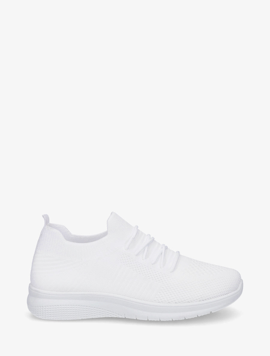 Baskets unies en maille - Blanc - 1