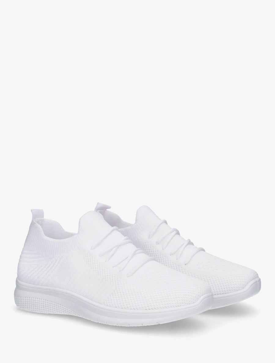Baskets unies en maille - Blanc - 4