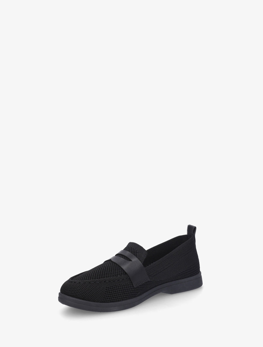 Mocassins en tissu à empiècement simili - Noir - 3