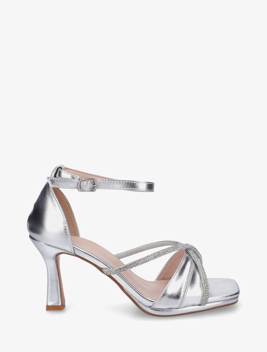 Sandales à brides strassées - Argent - 1
