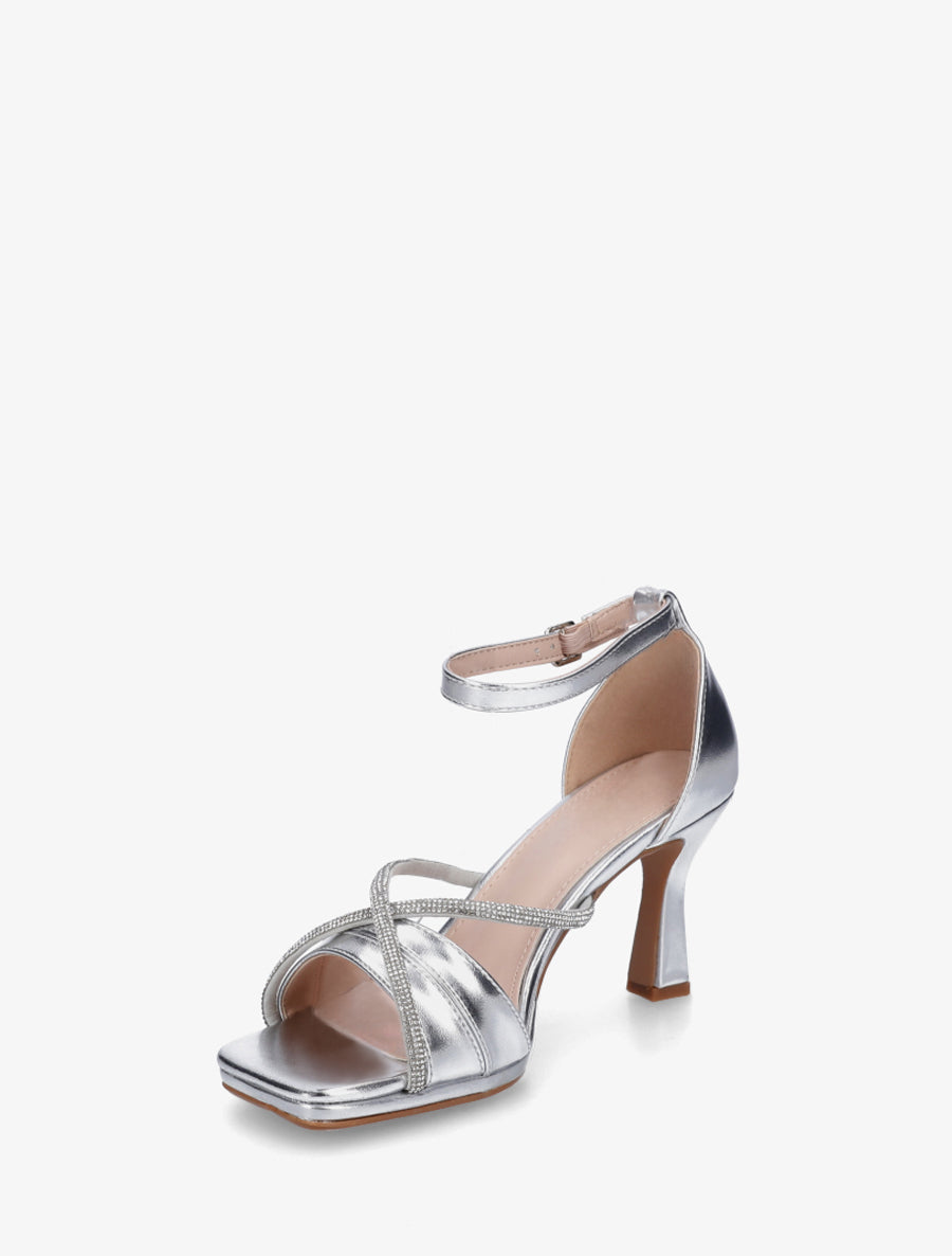 Sandales à brides strassées - Argent - 3