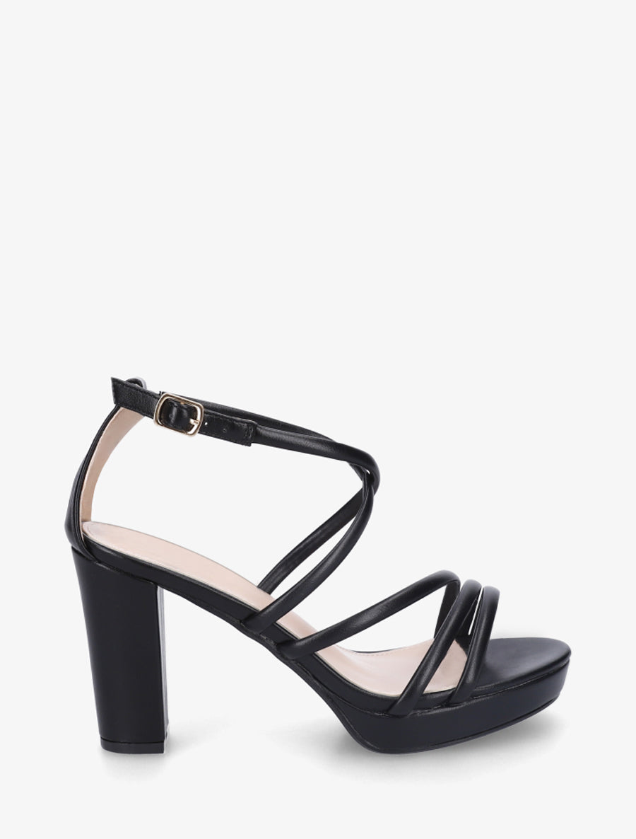 Sandales multibrides en simili - Noir - 1
