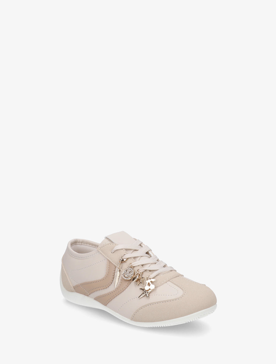 Sneakers à empiècement bijoux dépareillés - Beige - 2