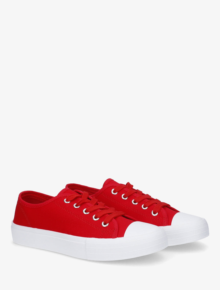 Tennis unis en toile - Rouge - 4