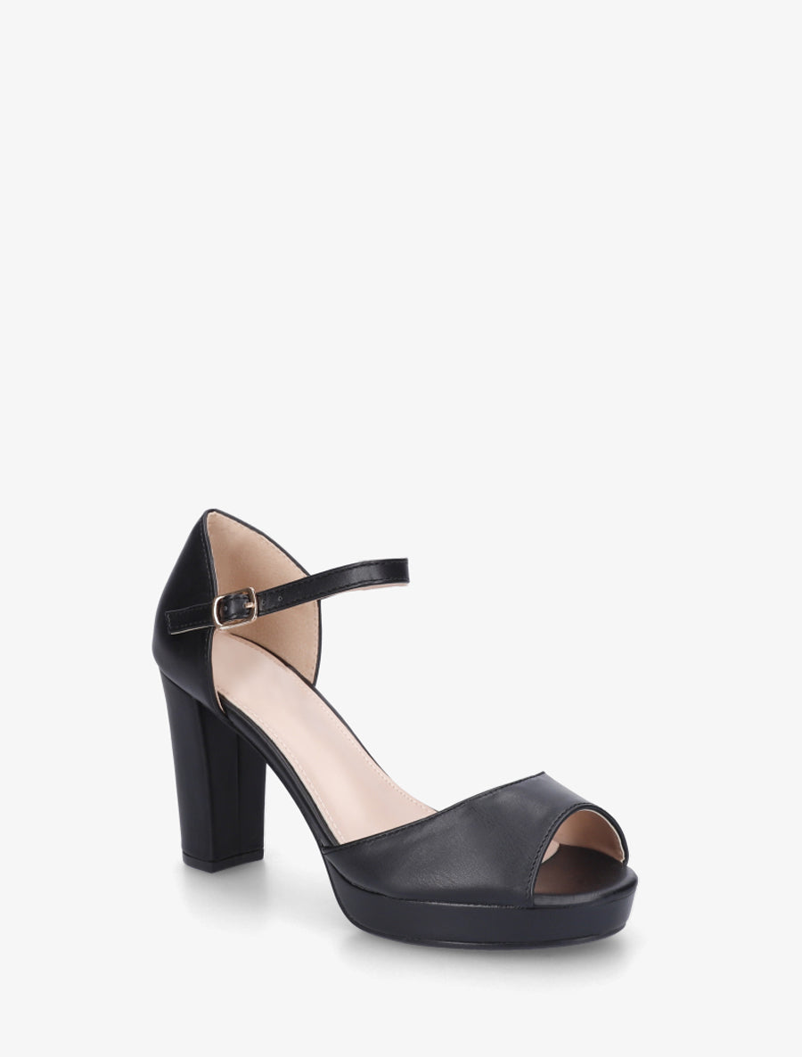 Sandales en simili à talon haut - Noir - 2
