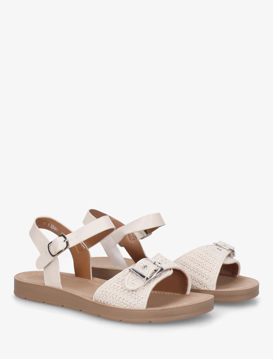 Nu-pieds à bride effet effet raphia - Beige - 4