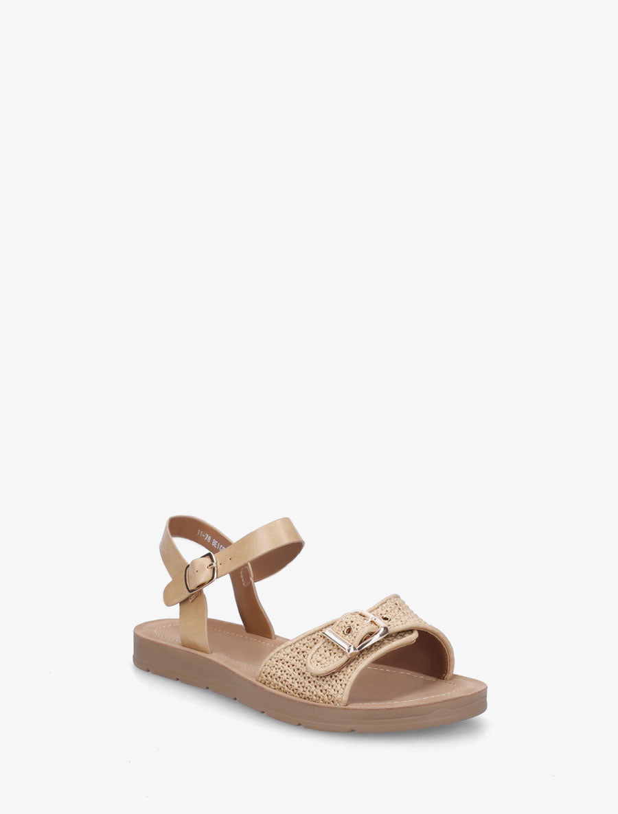 Nu-pieds à bride effet effet raphia - Beige foncé - 2