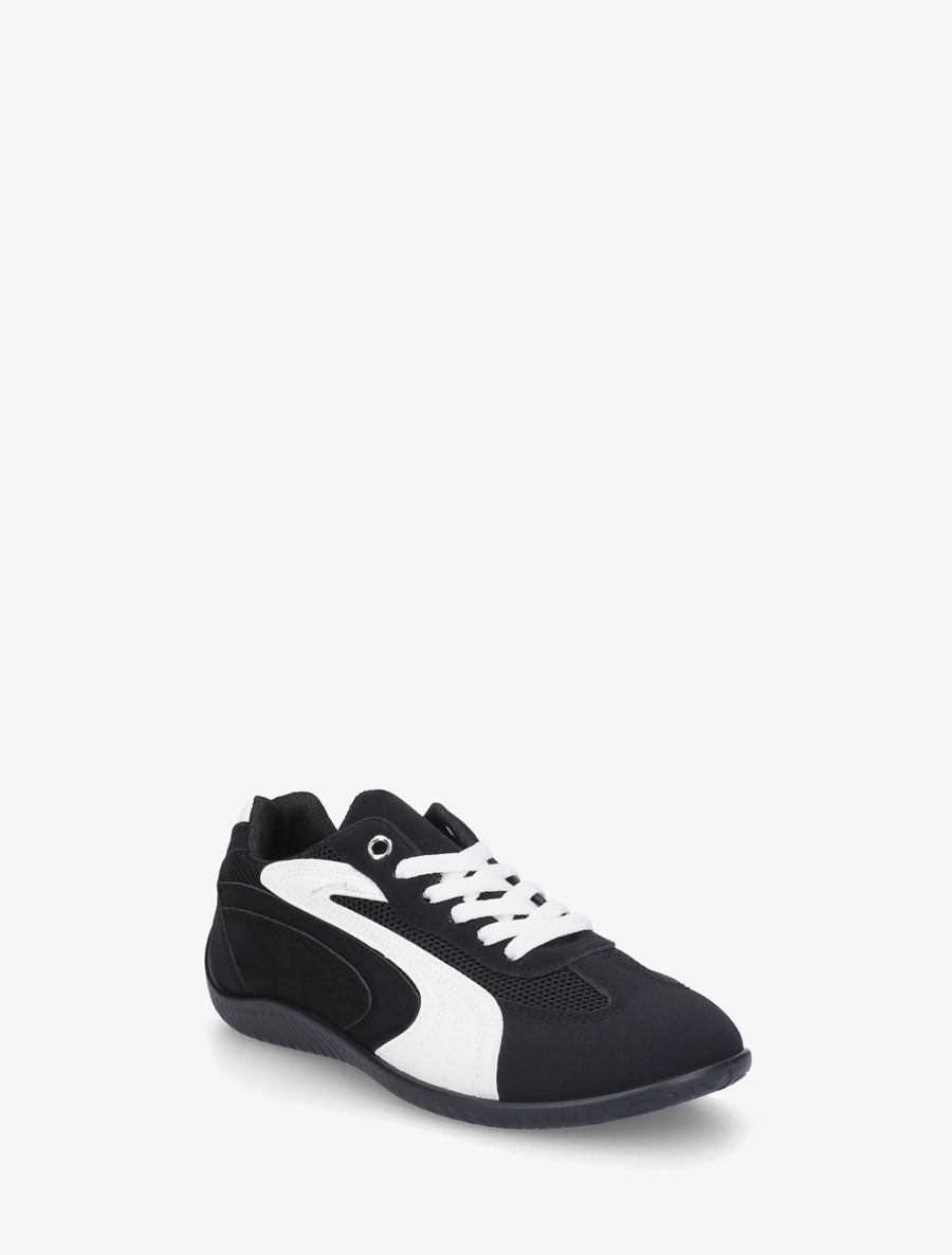 Sneakers en suédine à bandes contrastantes - Noir - 2