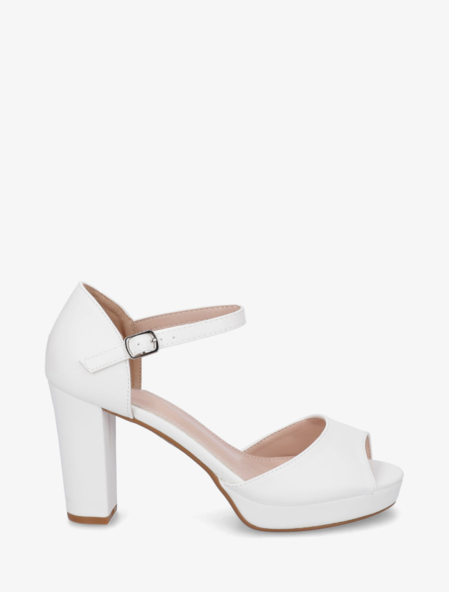 Sandales en simili à talon haut - Blanc - 1