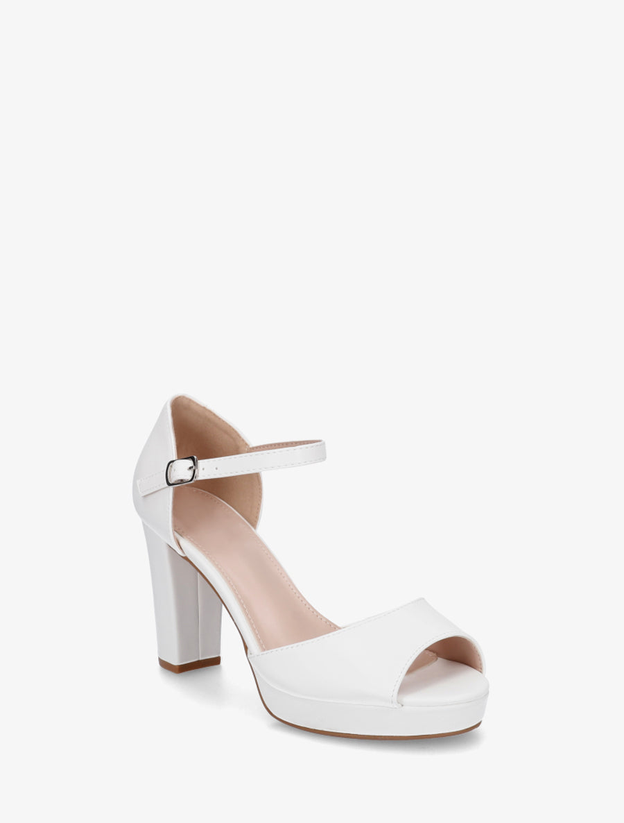 Sandales en simili à talon haut - Blanc - 2