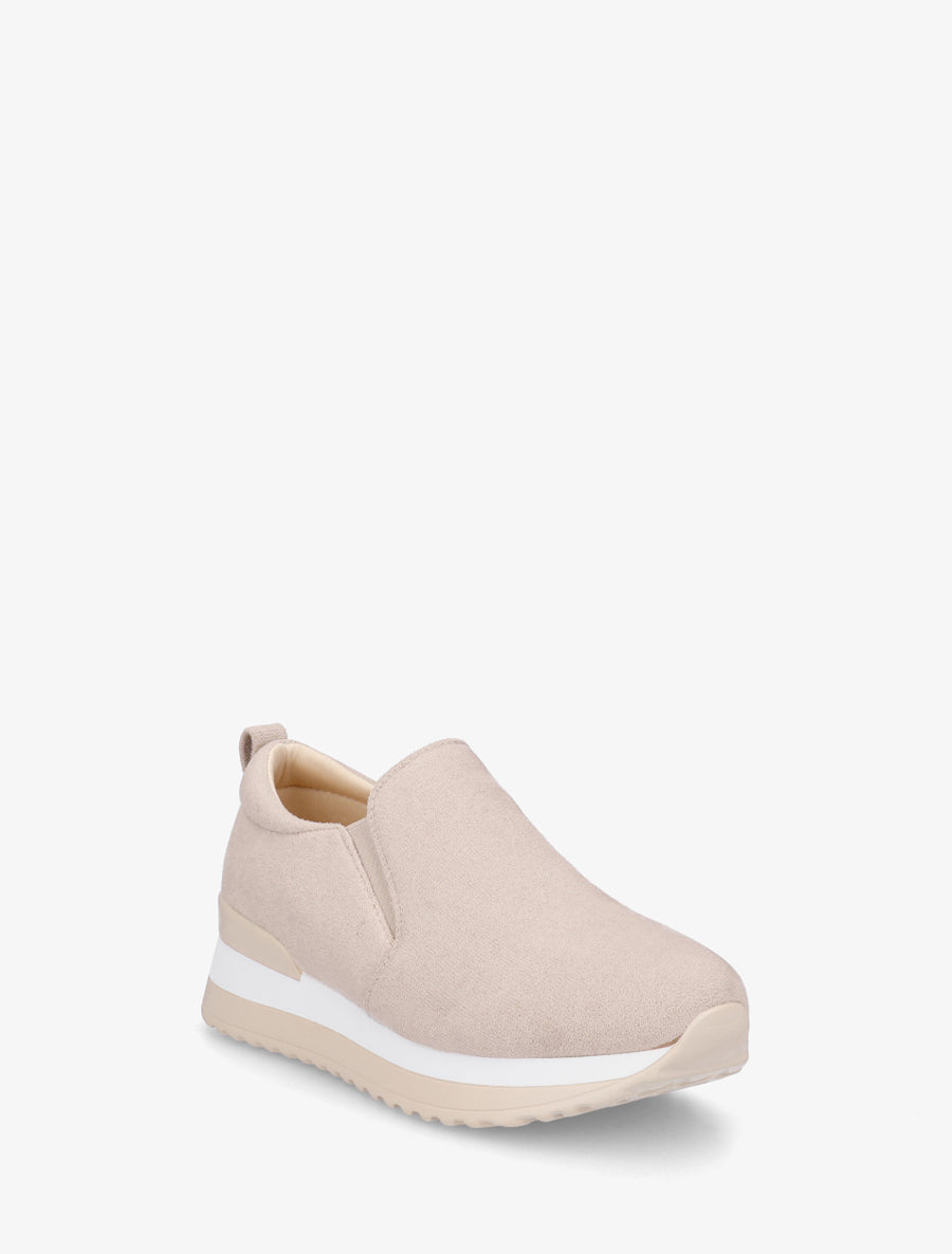 Baskets compensées en suédine - Beige - 2