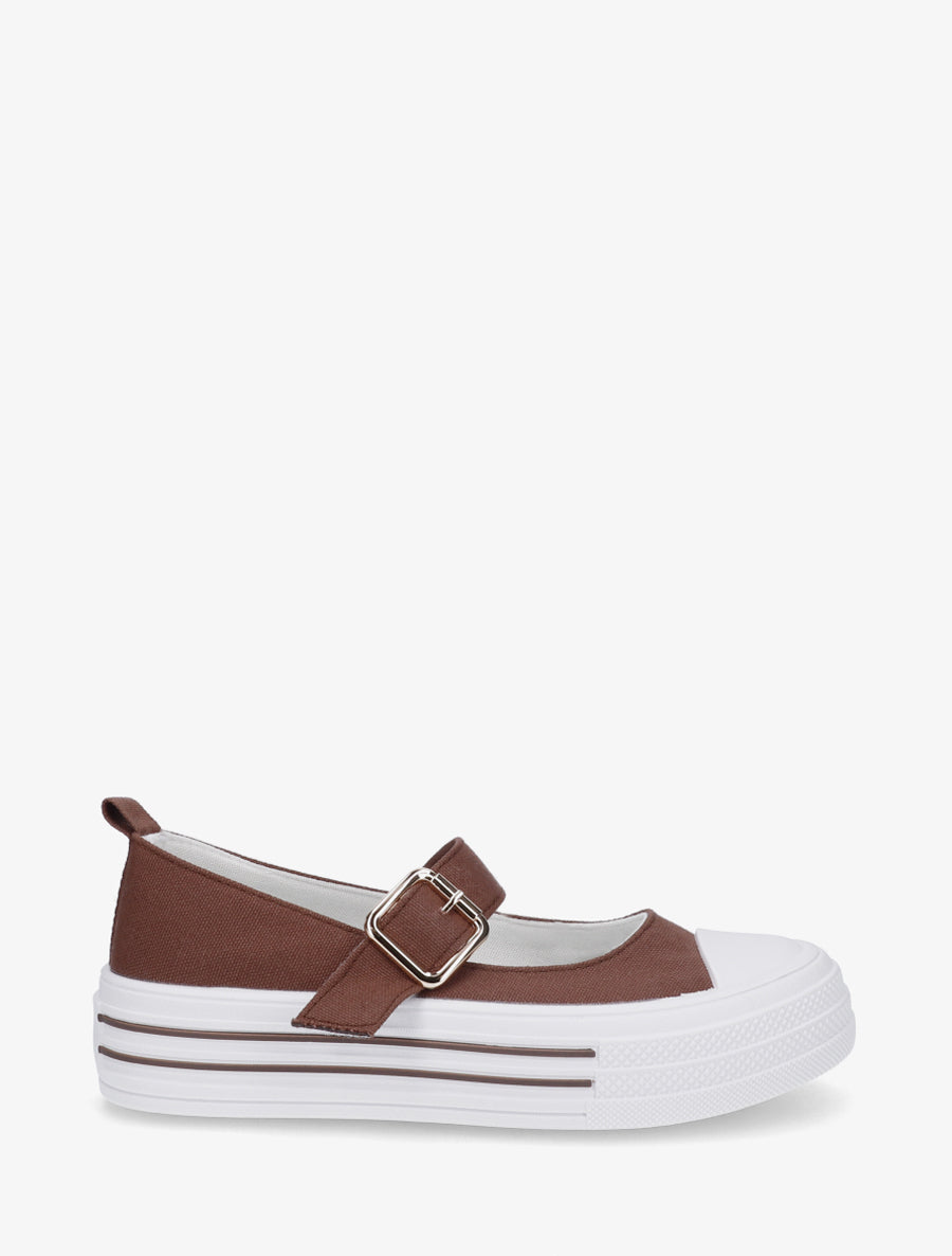 Ballerines style baskets à scratch - Marron - 1