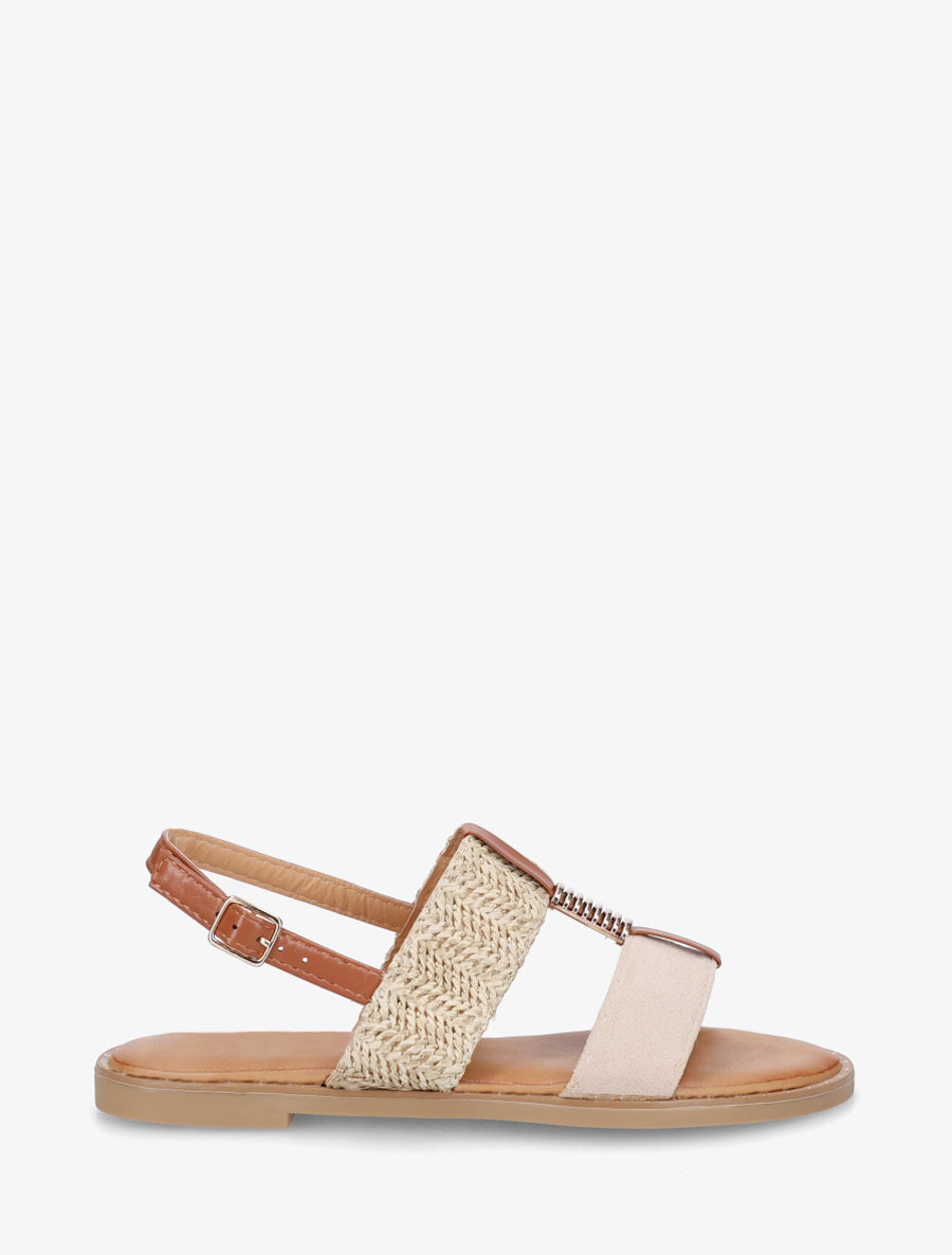 Nu-pieds à bijou métallique - Beige - 1