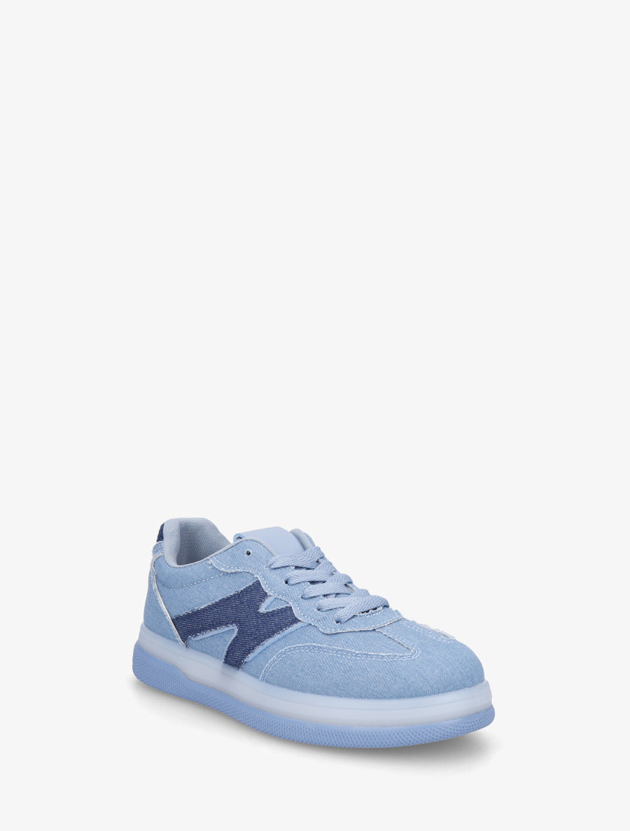 Tennis en jean à empiècement graphique - Bleu denim - 2