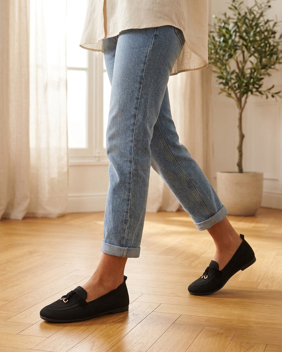 Mocassins en tissu à bijoux - Noir