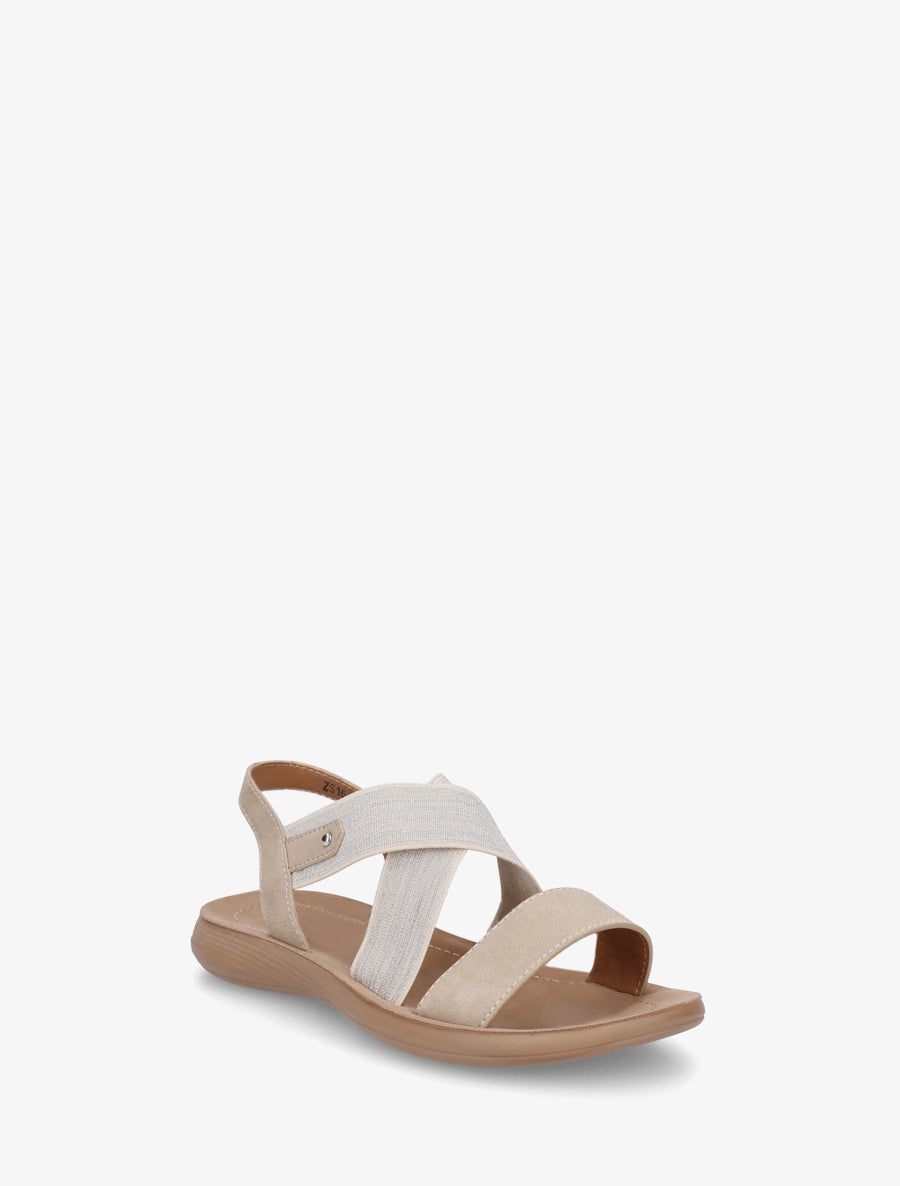 Nu-pieds à brides croisées élastiquées - Beige - 2