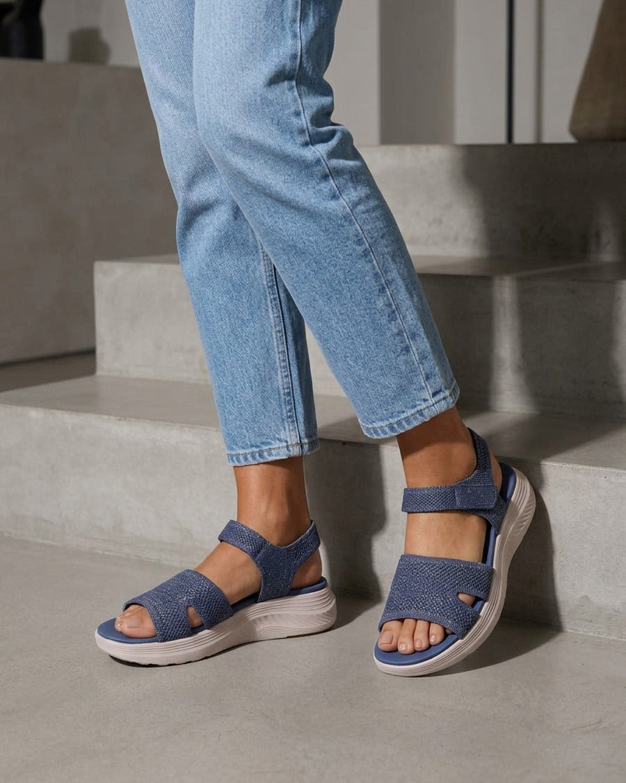 Sandales irisées à scratch - Bleu foncé
